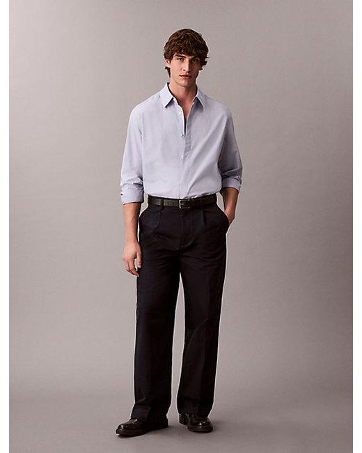 Calvin Klein Gray Relaxed Solid Button Up Shirt for men