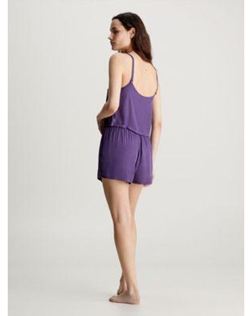 Calvin Klein Purple Cami- und Shorts-Pyjama-Set - Pure Sheen