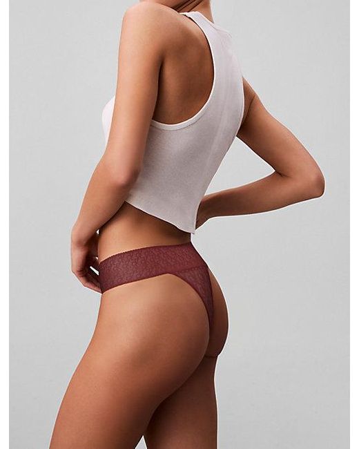 Calvin Klein White Thong Microfibre Lace