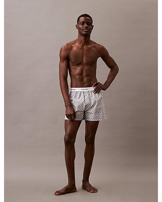 Shorts de pijama de popelín de algodón Calvin Klein de hombre de color Brown