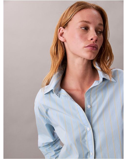 Calvin Klein Blue Striped Button-Up Shirt