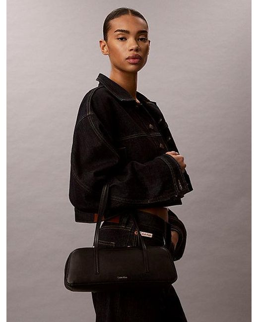 Calvin Klein Black Foil Logo Shoulder Bag