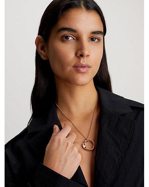 Calvin Klein White Twisted Ring Pendant Necklace