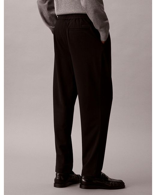 Calvin Klein Black Comfort Knit Tapered Trousers for men