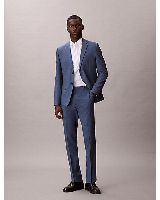 Calvin Klein Blue Houndstooth Slim Trousers for men