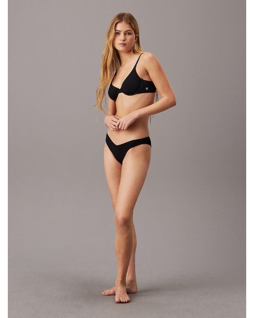 Calvin Klein Black Brazilian Bikini Bottoms - Ck Monogram Texture