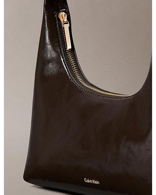 Calvin Klein Gray Glossy Logo Convertible Shoulder Bag