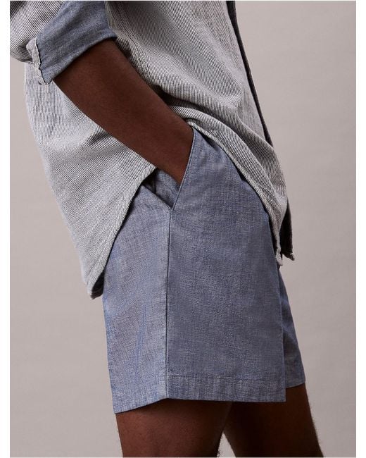 Calvin Klein Multicolor Calvin Klein Chambray Pull-On Shorts for men