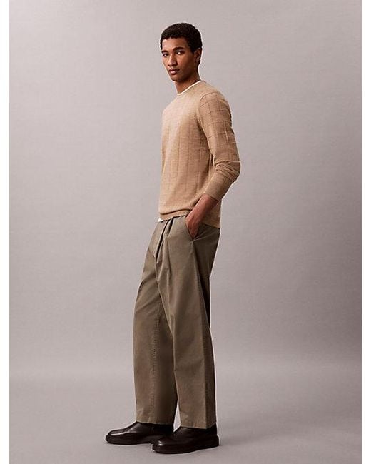 Calvin Klein Natural Merino Wool Grid Jumper for men