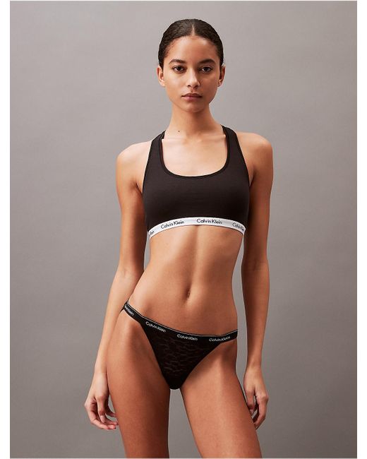 Calvin Klein Black Modern Lace String Bikini