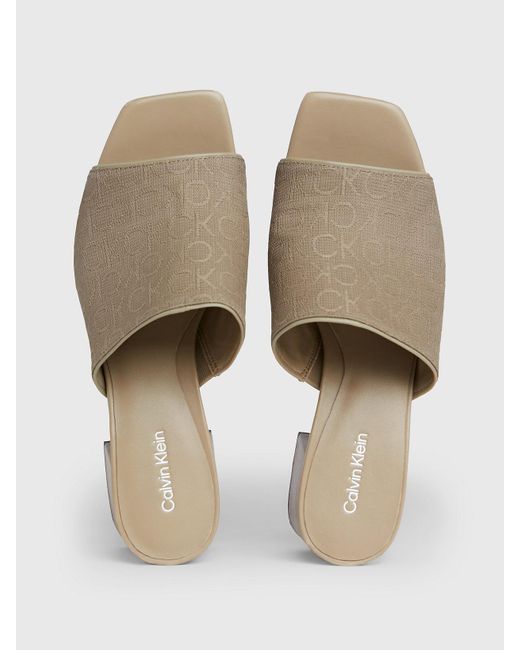 Calvin Klein White Logo Jacquard Heeled Sandals