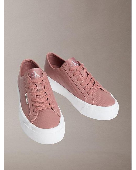 Calvin Klein Pink Valentina Leather Platform Trainers