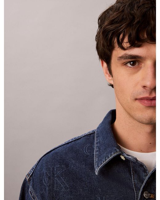 Calvin Klein Blue 90S Logo Denim Overshirt for men