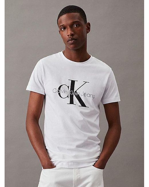 Calvin Klein White Jeans Slim Monogram T-Shirt for men