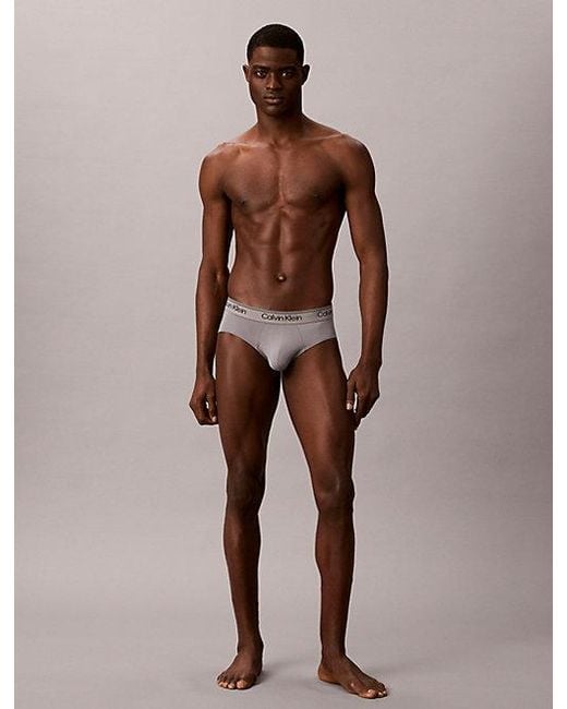 Calvin Klein Blue 3 Pack Hip Briefs Microfibre Stretch for men
