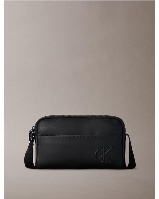 Calvin Klein Gray Embossed Monogram Camera Bag for men