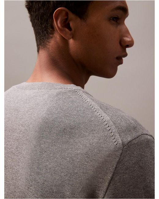Calvin Klein Gray Calvin Klein Smooth Cotton Sweater for men