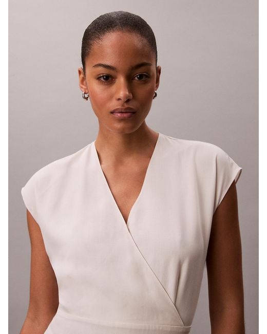 Calvin Klein Pink Soft Lyocell Linen Midi Dress