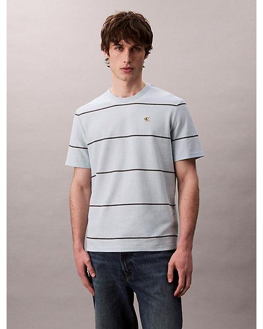 Calvin Klein Gray Jeans Wide Stripe Easy Tee for men