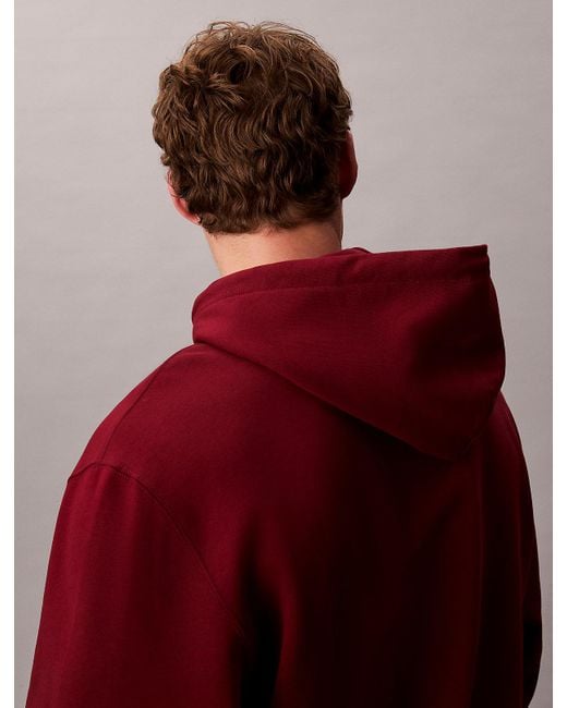 Sweat À Capuche En Tissu Éponge De Coton Avec Insigne Calvin Klein pour homme en coloris Red