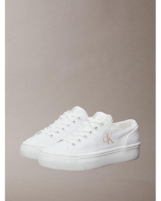 Calvin Klein Metallic Graz Canvas Platform Logo Trainers