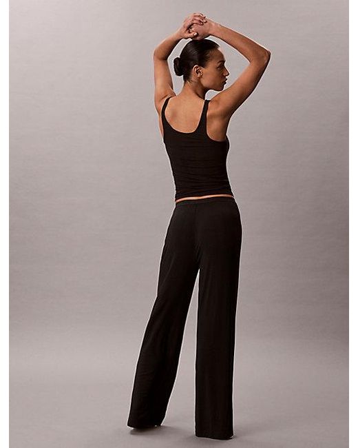 Calvin Klein Zachte Modal Geribbelde Pyjamabroek in het Black