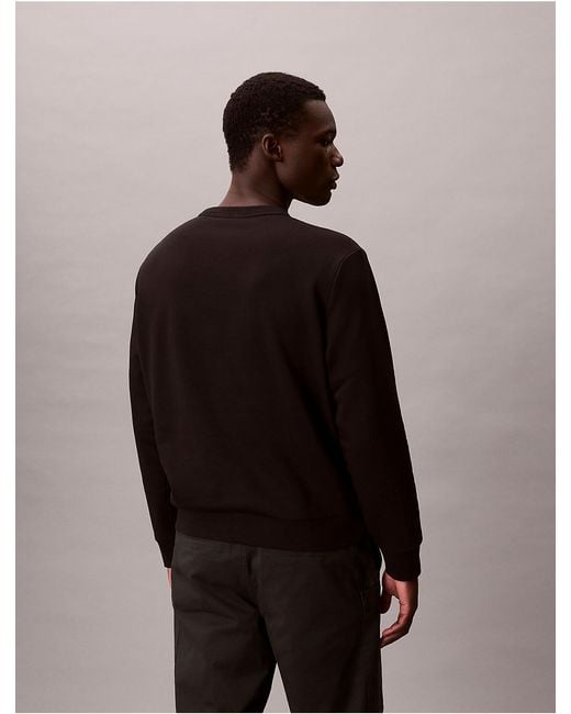 Calvin Klein Black Calvin Klein Fleece Velvet Monologo Graphic Relaxed Sweatshirt for men