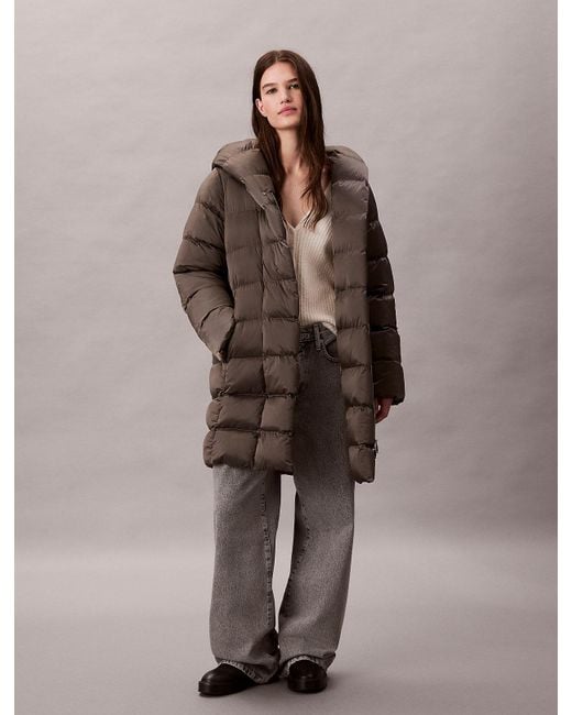 Calvin Klein Brown Shine Wrap Puffer Jacket