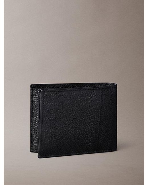 Calvin Klein Gray Full Grain Leather Rfid Trifold Wallet for men