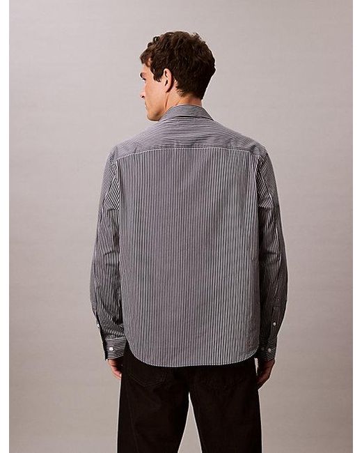 Calvin Klein Relaxed Button-Down Overhemd Van Satijn in het Gray voor heren