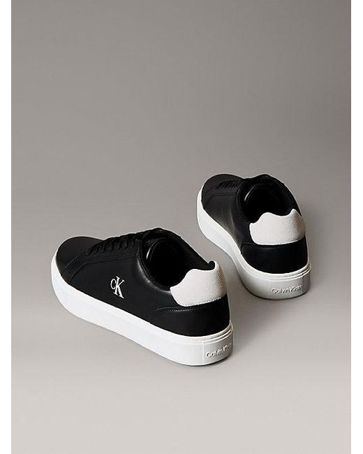 Calvin Klein Gray Jeans Ck Baseline Leather Signature Trainers for men