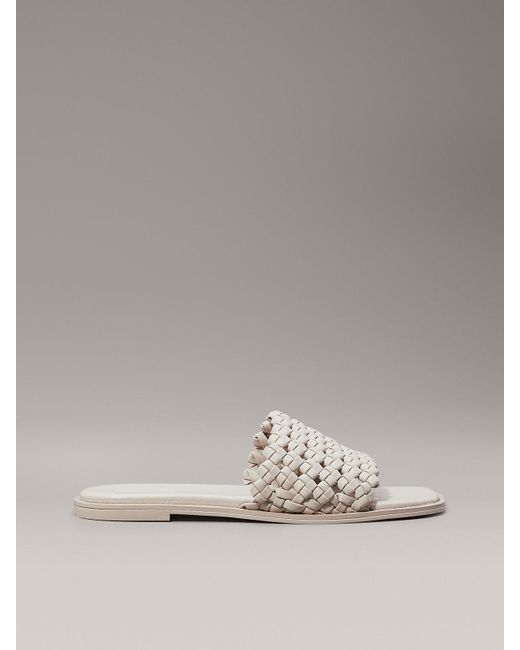 Calvin Klein Gray Leather Sandals