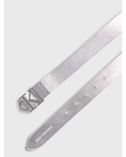 Calvin Klein Gray Reversible Logo Belt