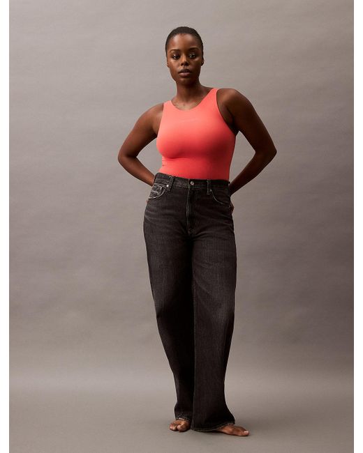 Calvin Klein Red Icon Shapewear Mid-Thigh Bodysuit