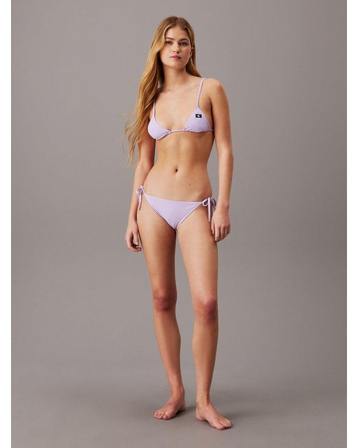 Calvin Klein Brown Triangle Bikini Top - Ck Monogram Texture