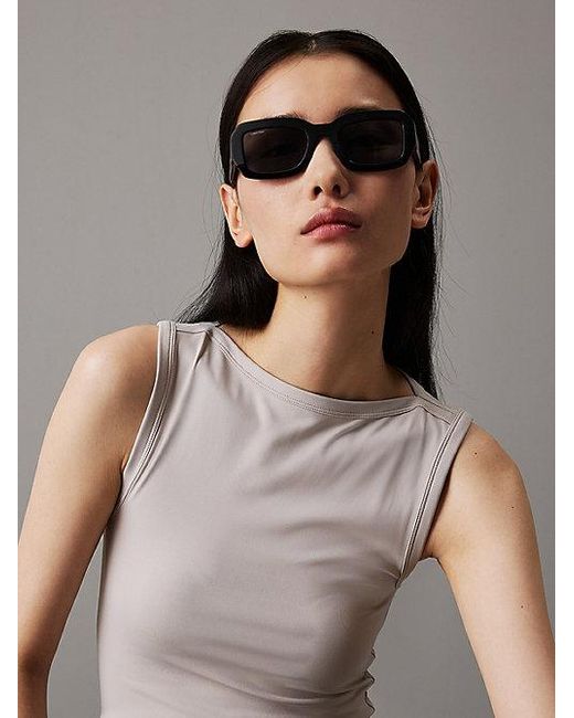 Calvin Klein Black Modified Rectangle Sunglasses