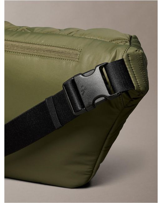 Calvin Klein Green Puffer Monogram Logo Sling Bag for men