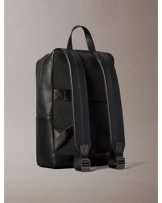 Calvin Klein Gray Slim Saffiano Emblem Logo Backpack for men