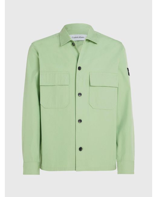 Calvin Klein Green Boxy Twill Overshirt for men