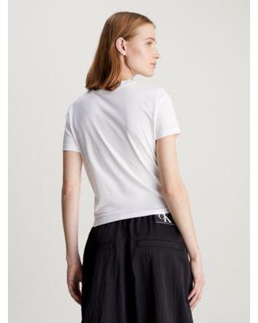 Calvin Klein White Cropped Monogramm-T-Shirt