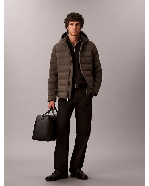 Calvin Klein Brown Packable Embossed Logo Quilted Puffer Jacket for men