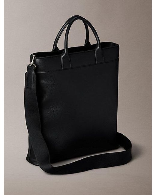 Calvin Klein Black Raised Logo Slim Commuter Bag for men