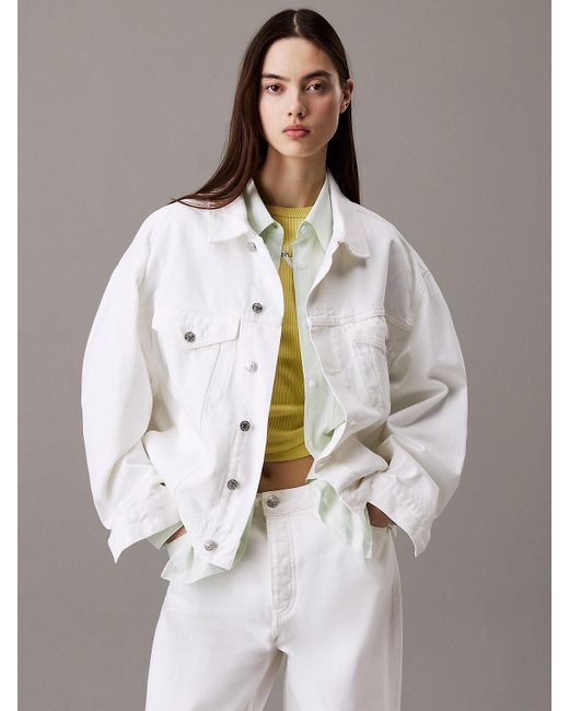 Giubbotto Di Jeans A Sacchetto di Calvin Klein in White