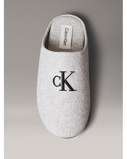 Calvin Klein Metallic Felt Signature Logo Mule Slippers for men