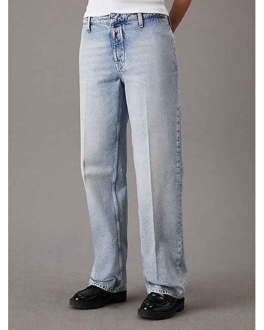 90's Straight Trouser Jeans Calvin Klein de color Gray