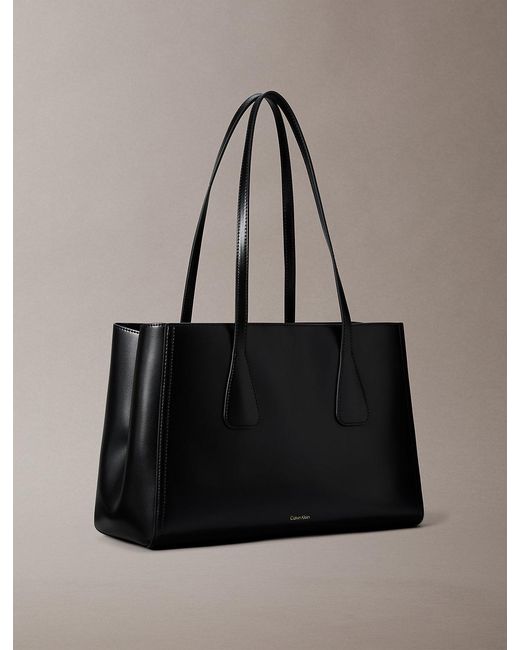 Calvin Klein Black Monogram Logo Business Tote Bag
