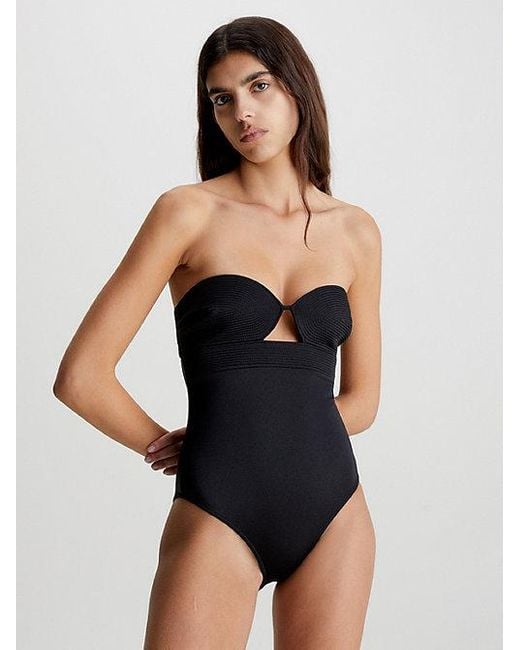 Calvin Klein Halternek Badpak - Structured in het Black