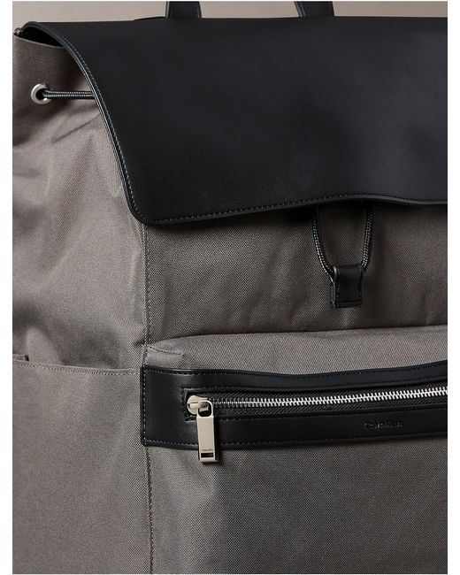 Calvin Klein Gray Structured Flap Backpack for men