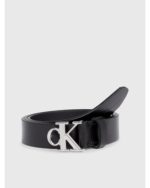 Calvin Klein White Leather Logo Belt