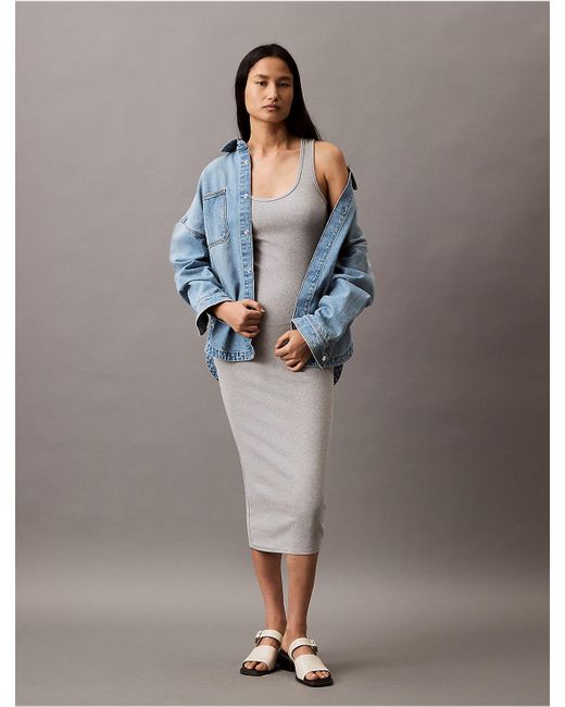 Calvin Klein Gray Calvin Klein Rib Slip Dress